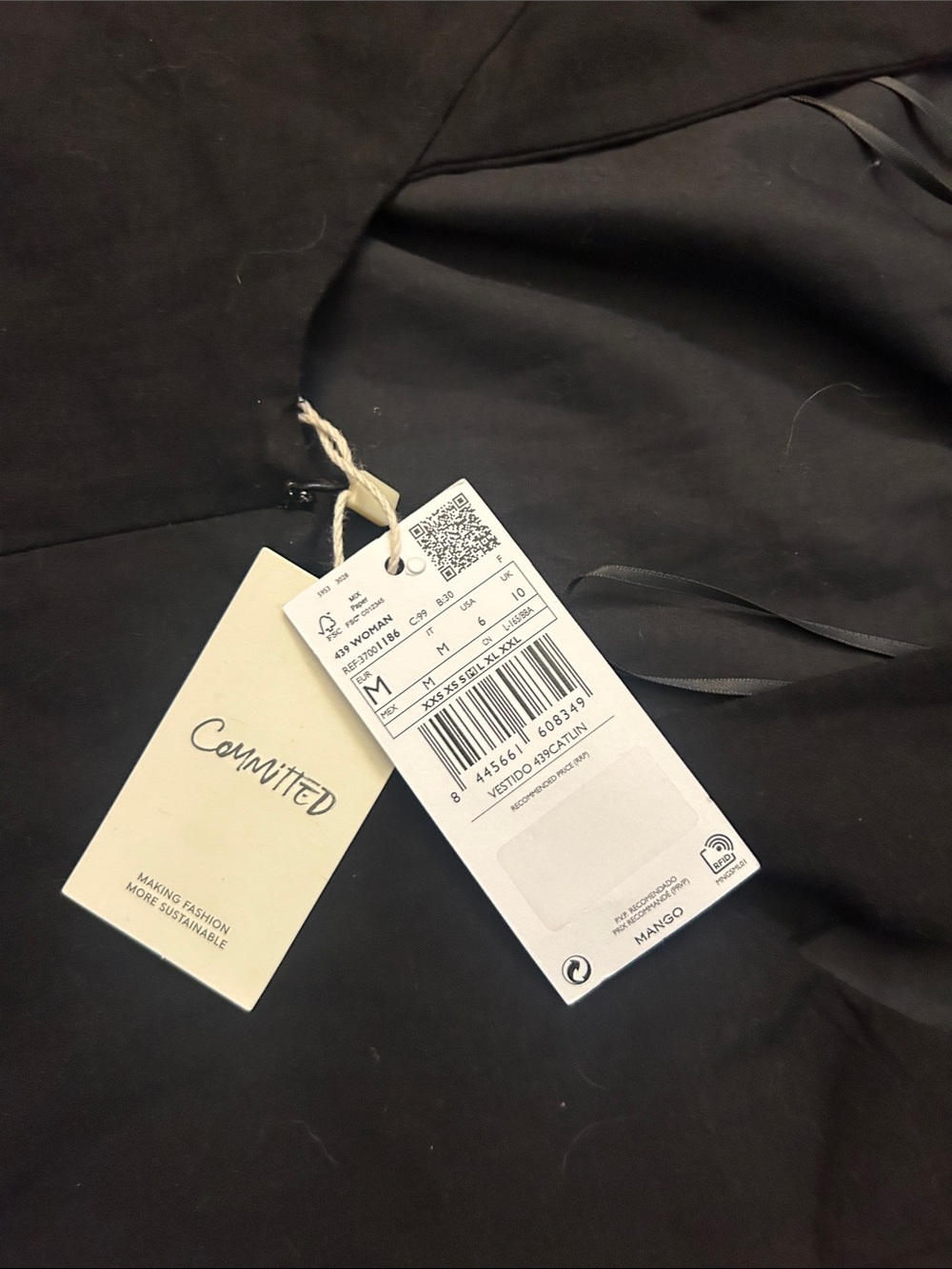 Mango Cut-Out Black Halter Tie-Back Dress medium linen blend nwt - Picture 4 of 6